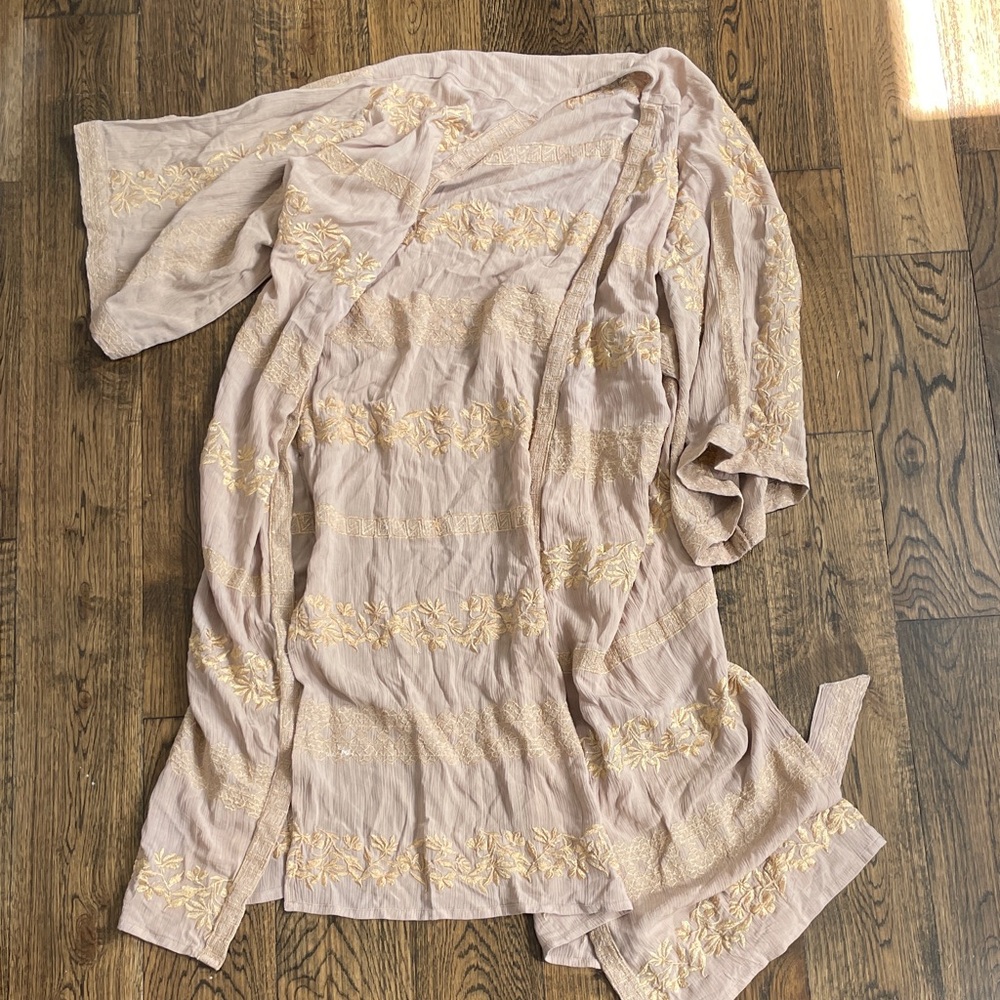 Hale Bob Pink and Gold Embroidered Blouse